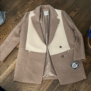 Dawn Levy Two-Tone Brown and Cream Coat